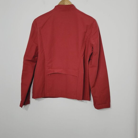 BGN Red Cotton Blend Long Sleeve Casual Zip Pocket Front Mock Collar Size Small - Picture 9 of 12